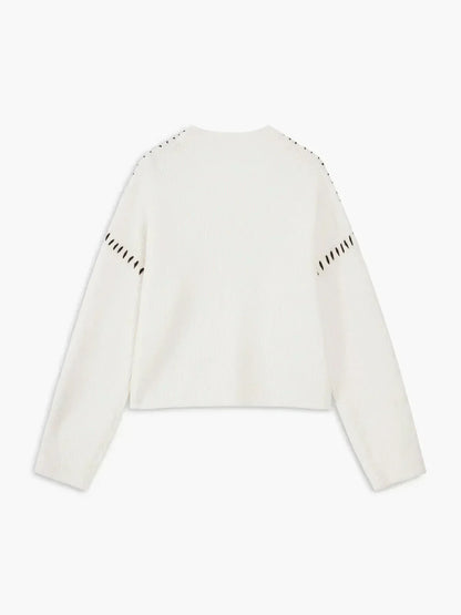 Juno Oversized Mock Neck in White – Women’s Sweater