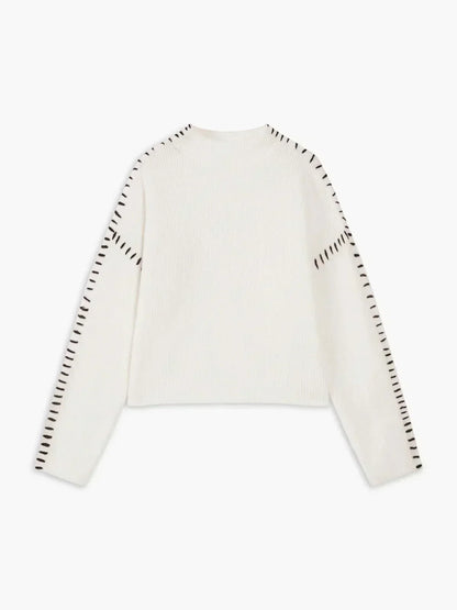 Juno Oversized Mock Neck in White – Women’s Sweater