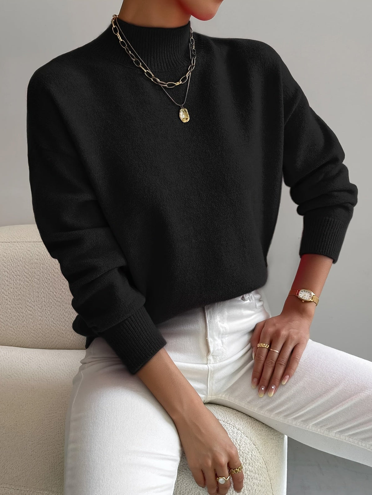Ottilie Elegant Turtleneck – Women's Sweater in White