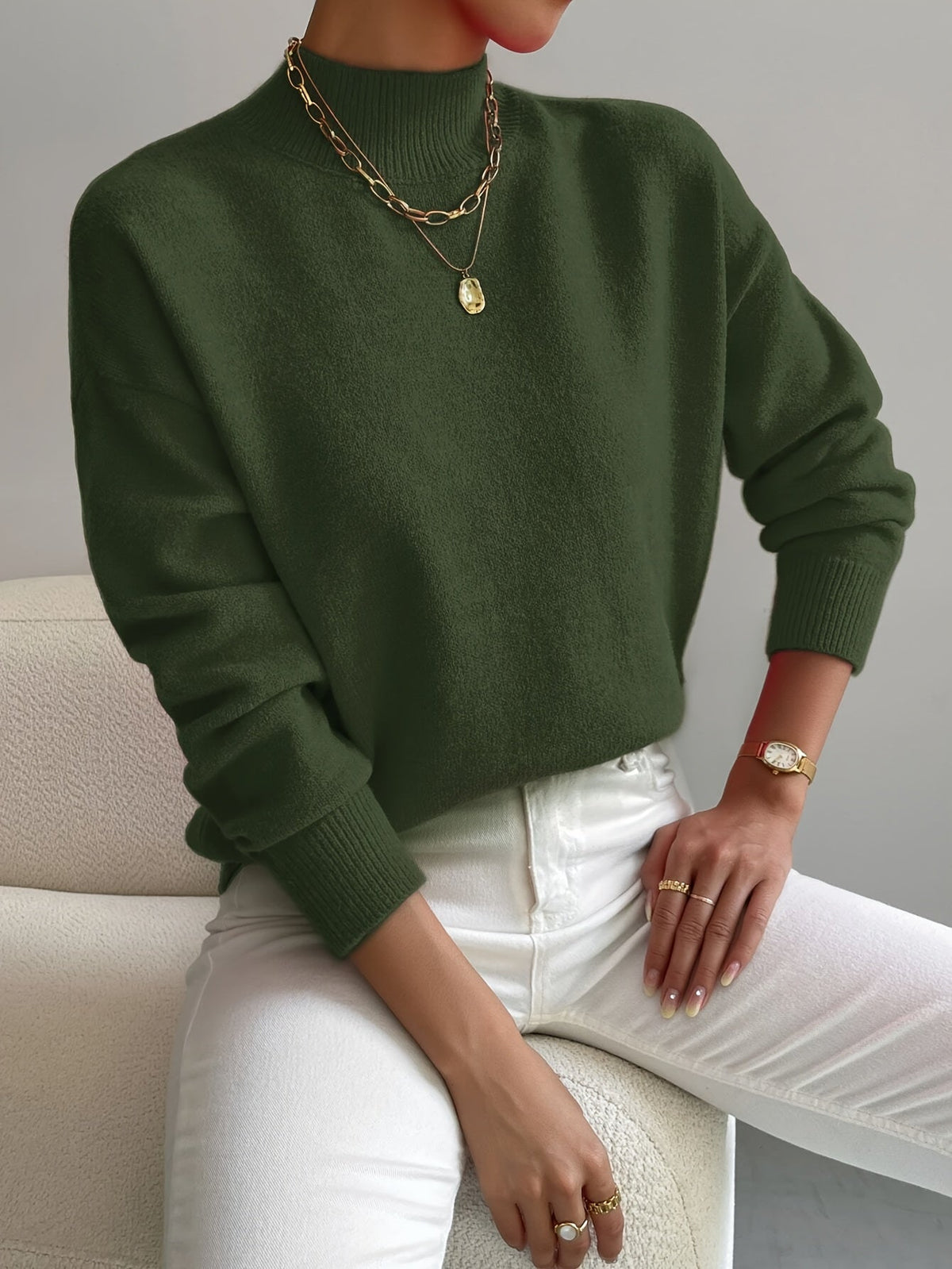 Ottilie Elegant Turtleneck – Women's Sweater in White