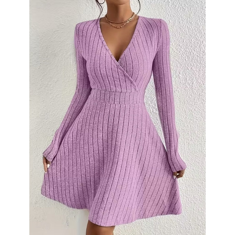 Yvonne Wrap-Neck A-Line in Apricot – Women's Midi Dress