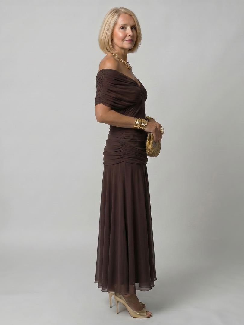 Reverie | Printed Mesh Draped Midi — Velouze