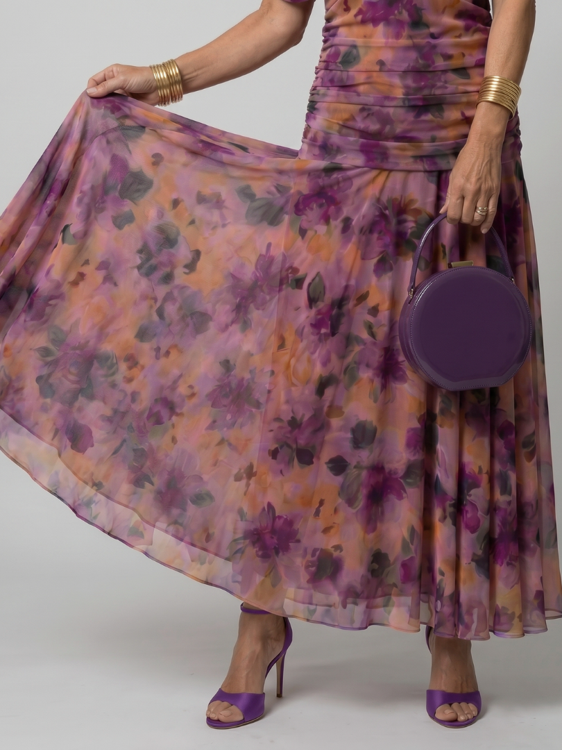 Reverie | Printed Mesh Draped Midi — Velouze