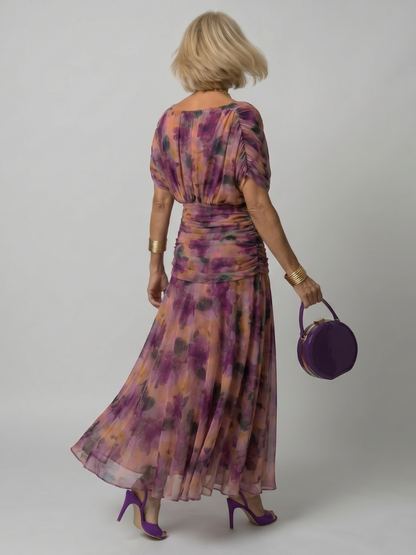 Reverie | Printed Mesh Draped Midi — Velouze