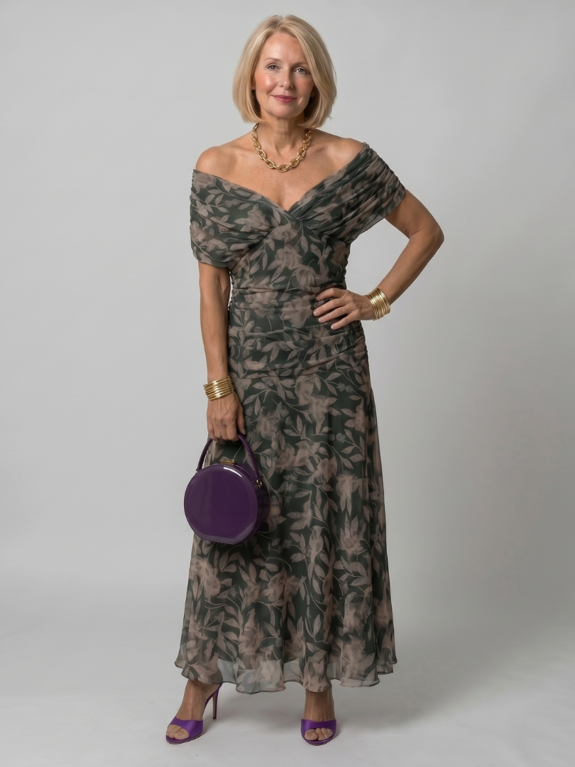 Reverie | Printed Mesh Draped Midi — Velouze