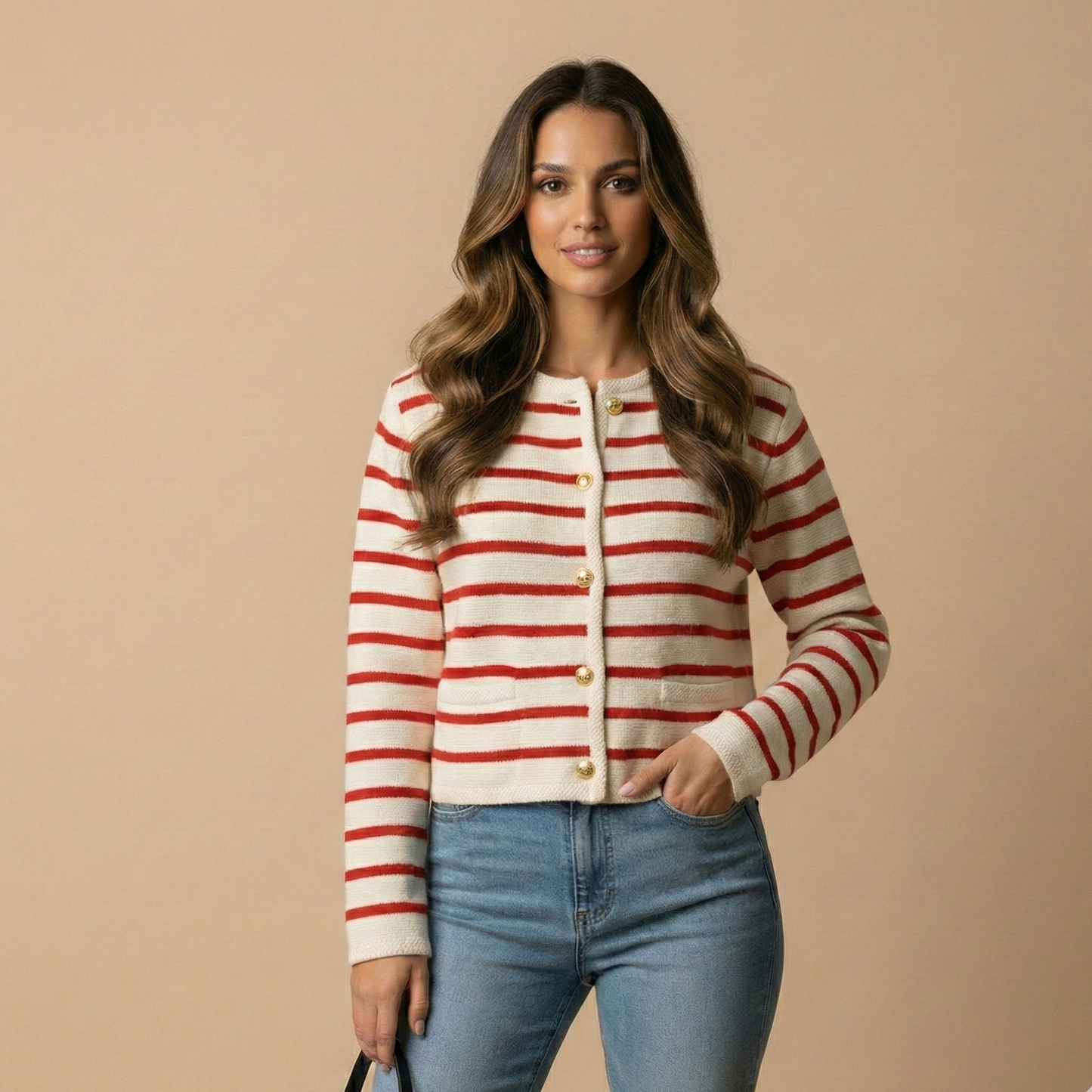 red striped cardigan