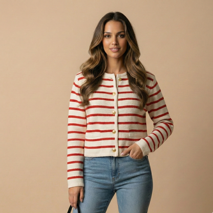 red striped cardigan