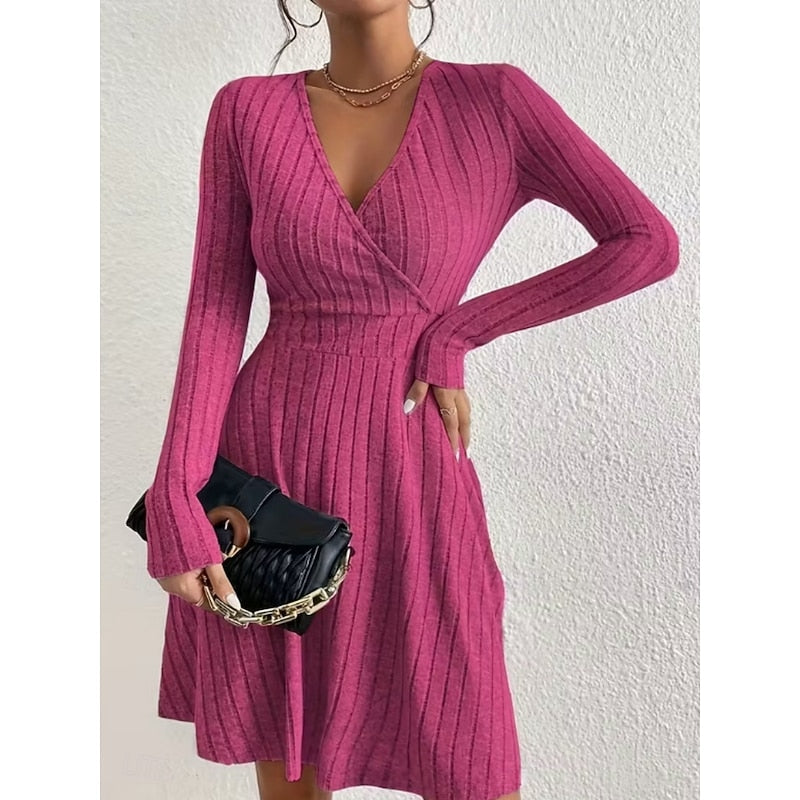 Yvonne Wrap-Neck A-Line in Light Purple – Women's Midi Dress