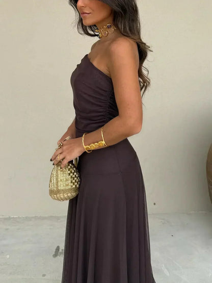 Josephine Chocolate Maxi Full Look – Women's Maxi Dress