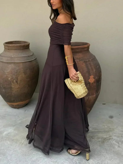 Josephine Off-Shoulder Detail – Women's Maxi Dress