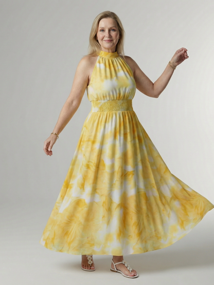Marlowe | Sleeveless Gathered-Waist Midi Dress — Velouze