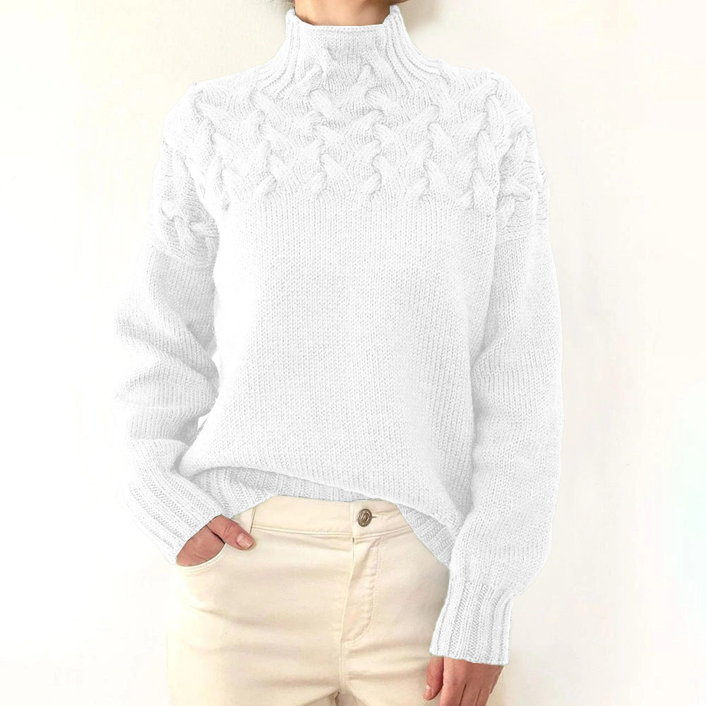 Isadora Cable Knit Turtleneck in Dark Green – Women’s Sweater