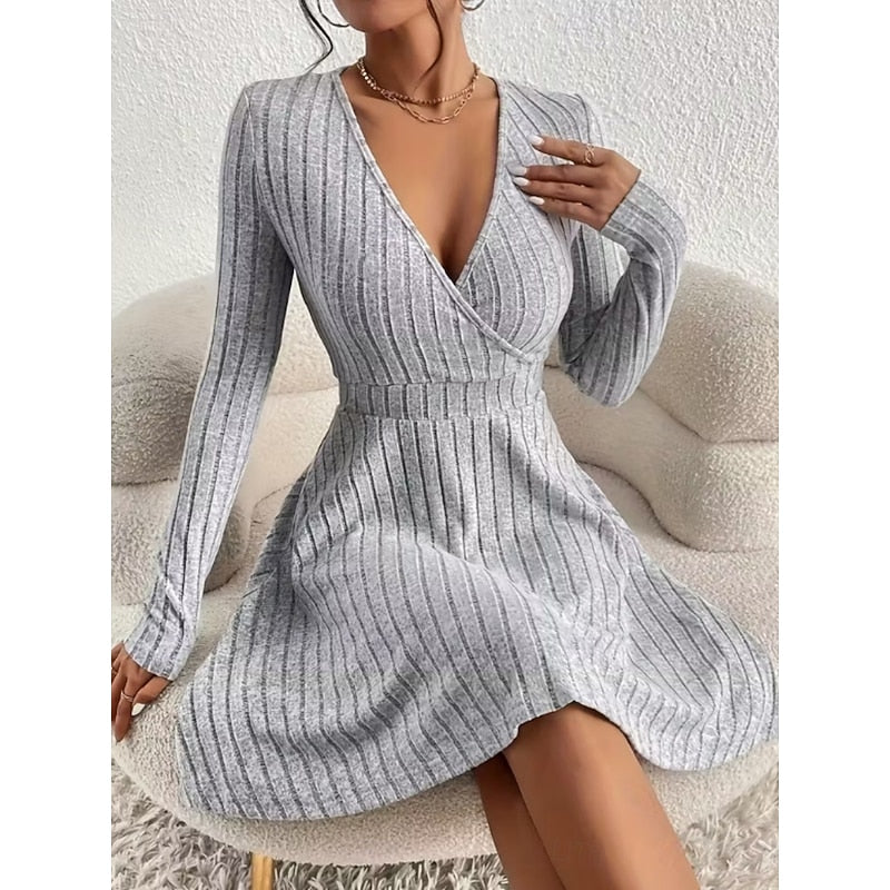 Yvonne Wrap-Neck A-Line in Apricot – Women's Midi Dress