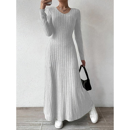 Sabine Ribbed Long-Sleeve in Black – Women's Maxi Dress