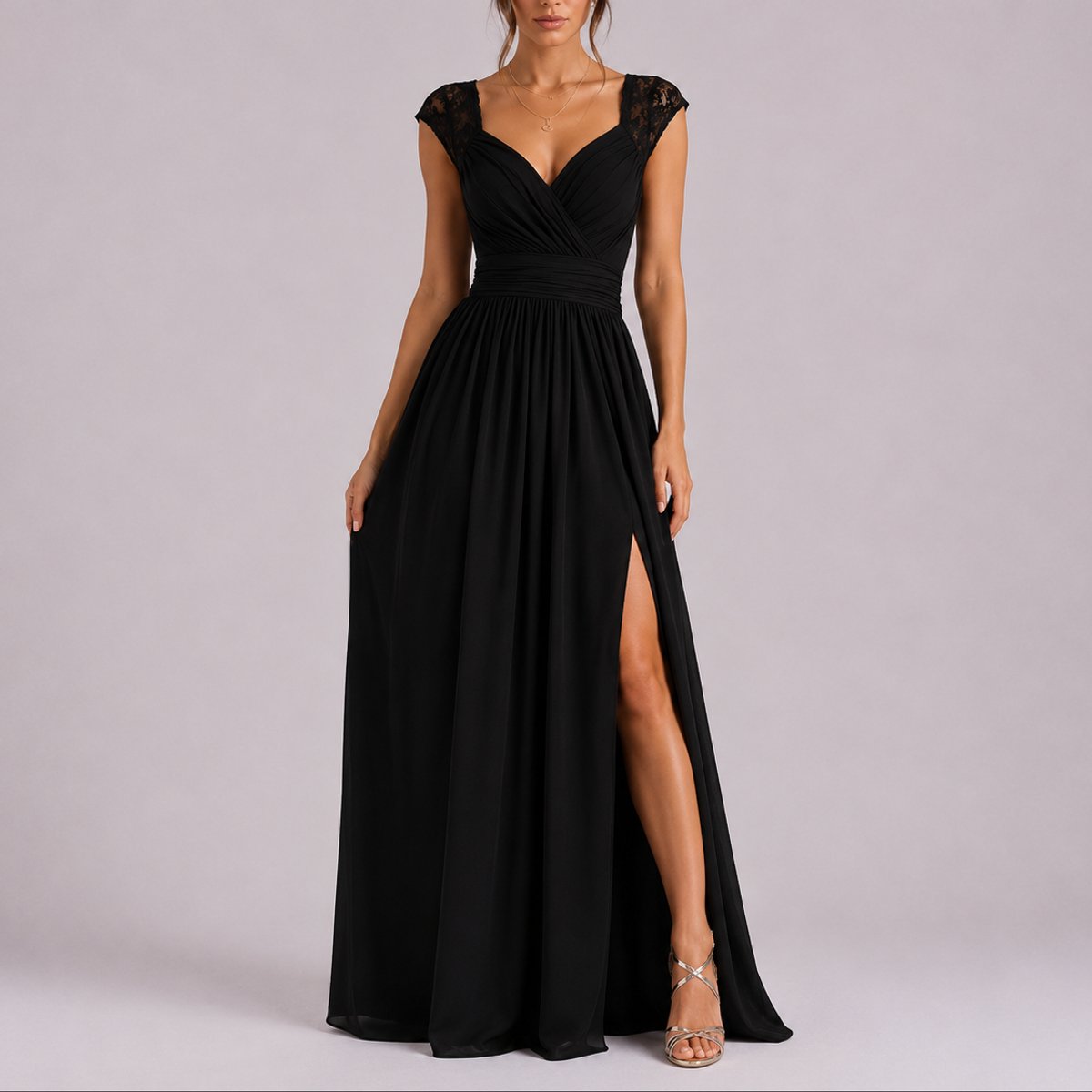 Seraphine Sweetheart Lace Cap-Sleeve in Pink – Women's Gown Dress